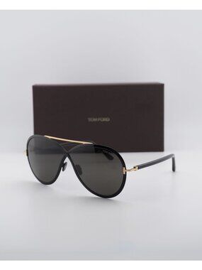 Tom Ford Rickie FT1007 01A Aviator Sunglasses - Black / Smoke